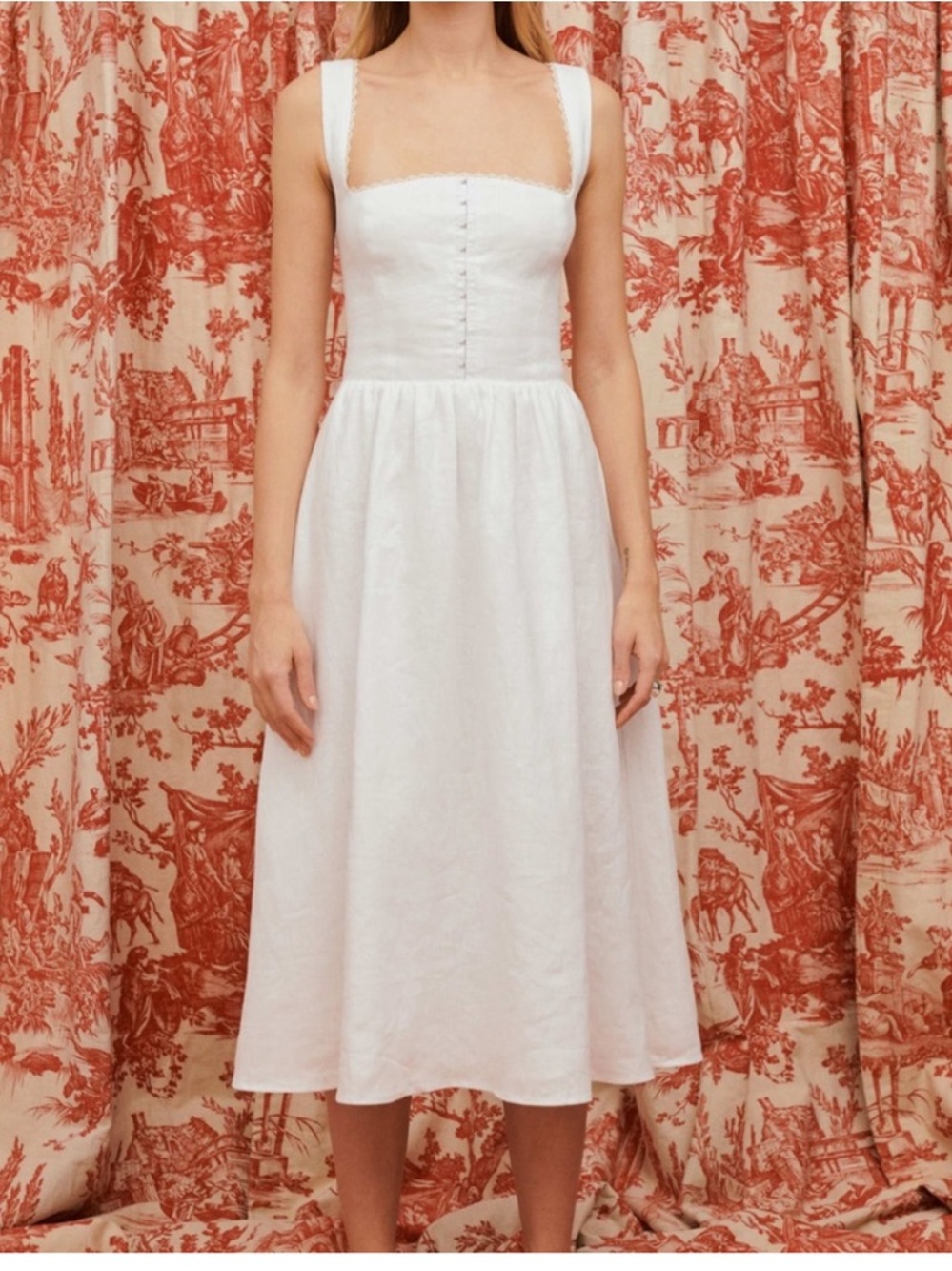 Reformation Tagliatelle Linen Midi Dress white Linen size 4